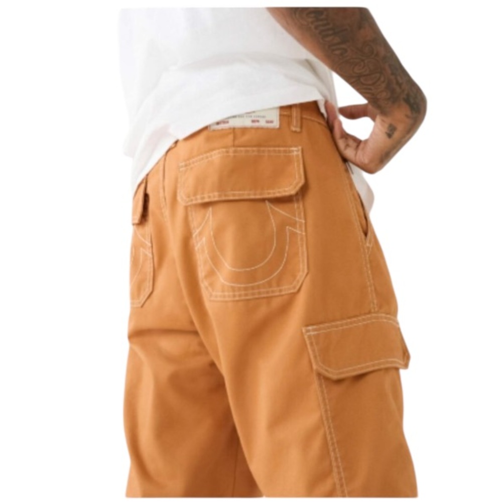 True Religion Cargo Short Dk Khaki Orange Size 33